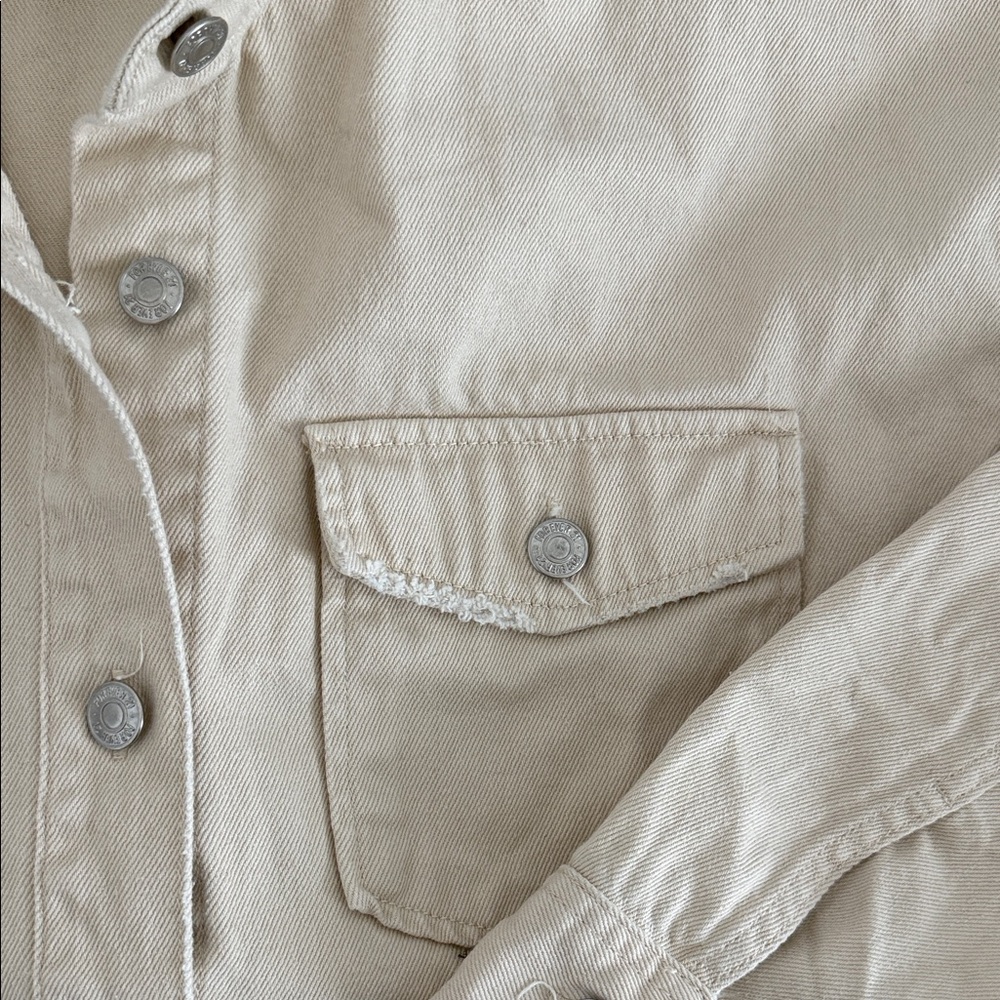 Forever 21 Beige Distressed Denim Jacket - Picture 8 of 9